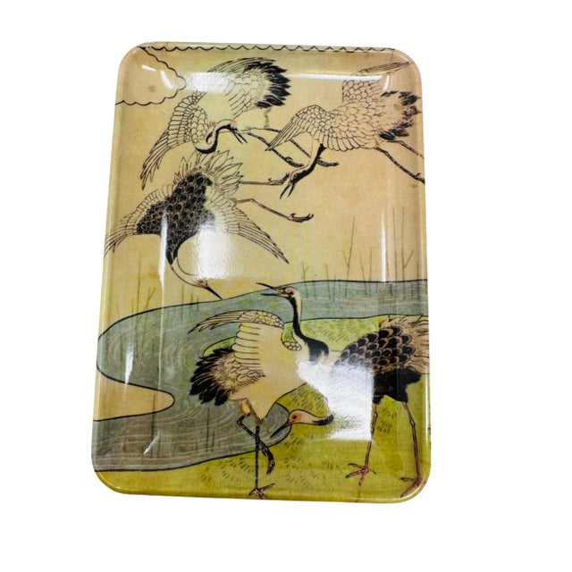 Gold Vintage Japanese Themed Decorative Melamine Trays Made in Italy a Set of 6 For Sale - Image 8 of 10