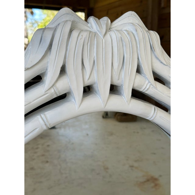 Beautiful vintage previously painted coastal shabby chic wall mirror in a faux bamboo style with leaf details. Ready to...