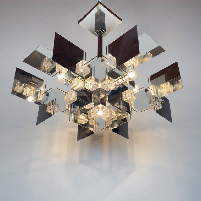 Vintage Metal Chandelier by Gaetano Sciolari, Italy, 1950s For Sale - Image 9 of 18