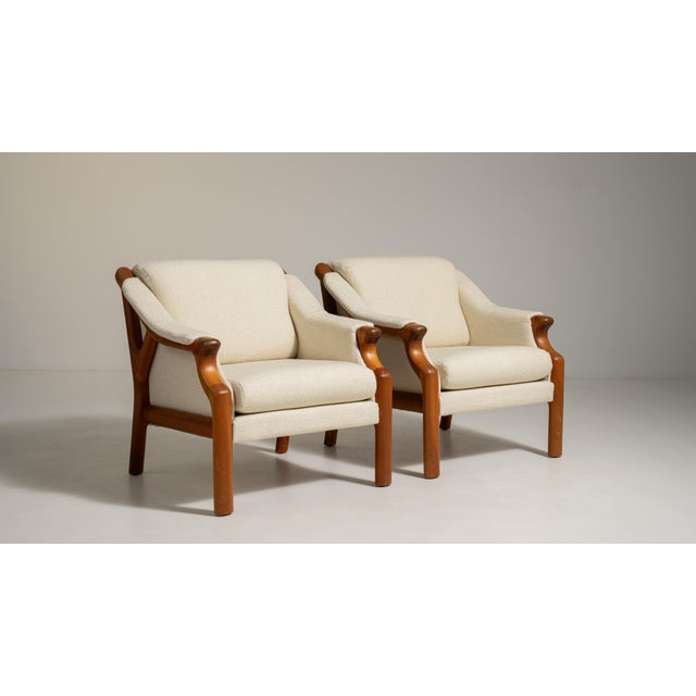 Pair of Danish Modern Bouclé Upholstered Armchairs, Antique, Denmark, Circa 1970 For Sale - Image 9 of 13