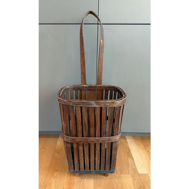 American Antique Bentwood Grocery Shopping Cart Pull Basket For Sale - Image 3 of 11