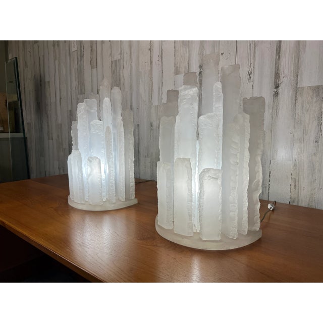 Skyscraper Frosted Lucite Lamps For Sale - Image 4 of 12