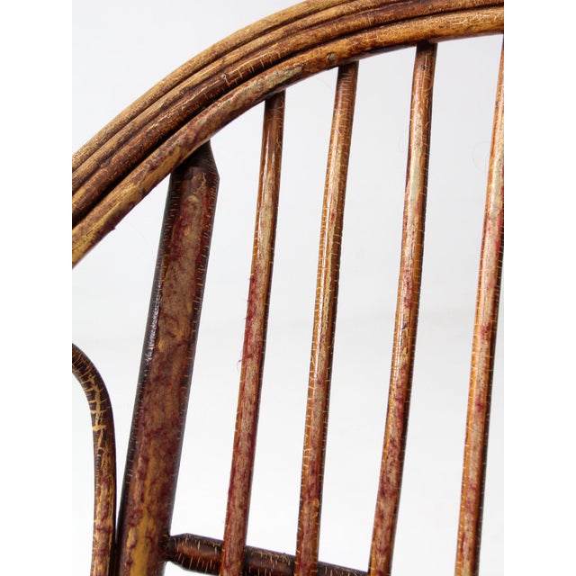 Antique Rattan Lounge Chair With Oxblood Cushions For Sale - Image 17 of 18