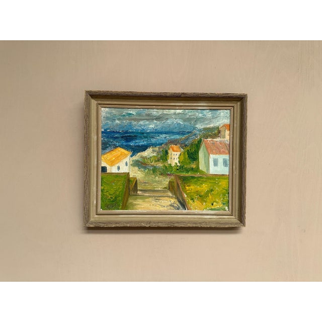 Coastal Landscape with House, 1950s, Oil Painting on Panel, Framed For Sale - Image 16 of 18