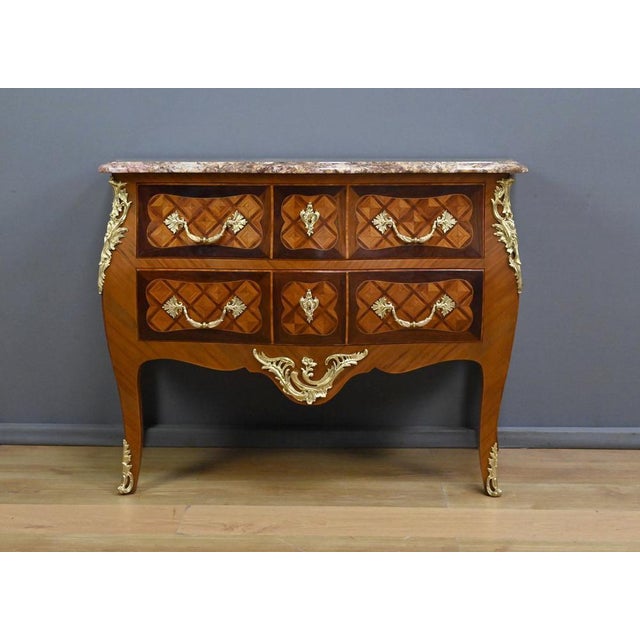 Early 20th Century Louis XV Marquetry Commode For Sale - Image 11 of 18