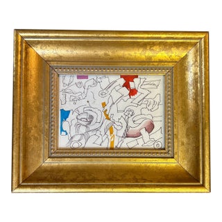 1950’s Original Abstract Expressionist Marker Drawing / Watercolor Painting For Sale