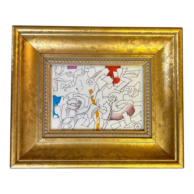 1950’s Original Abstract Expressionist Marker Drawing / Watercolor Painting For Sale
