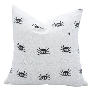 Fabdivine Spider Handmade Block Print Pillow Cover for Halloween Decor Size-12x20 For Sale