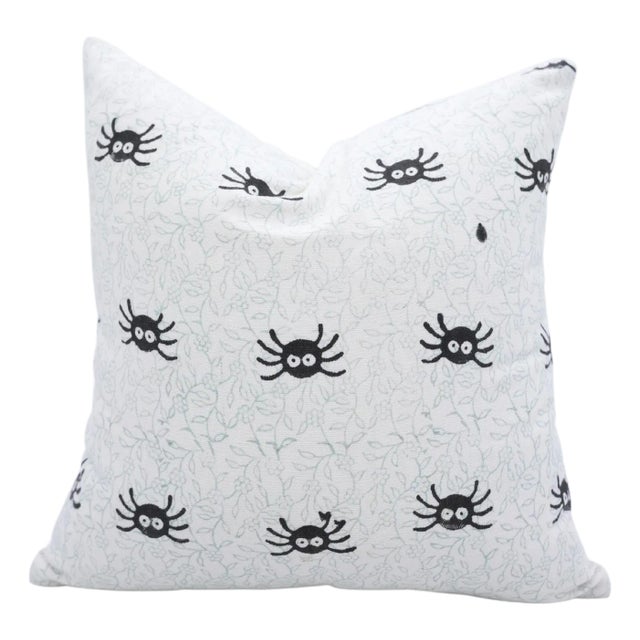 Fabdivine Spider Handmade Block Print Pillow Cover for Halloween Decor Size-12x20 For Sale