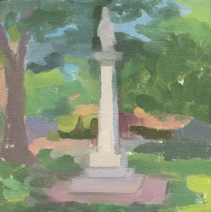"Statue in the Park" Contemporary City Scene Oil Painting by Michelle Farro