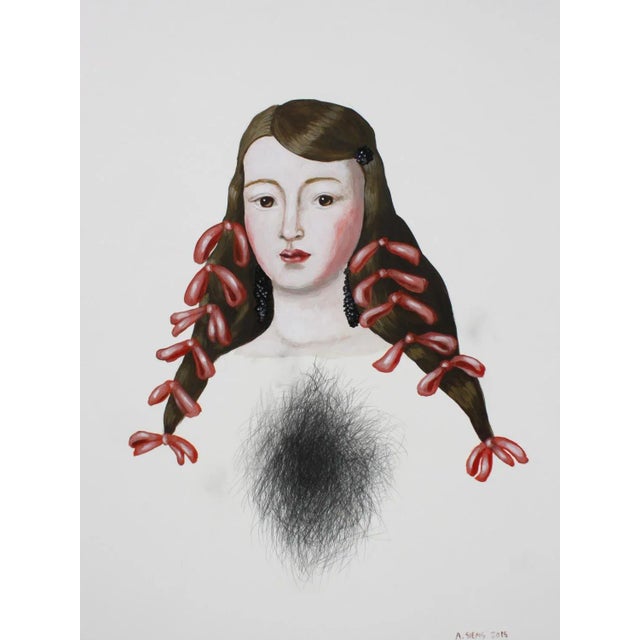 Paper Anne Siems, Face 3, Painting with Female Portrait, on White Clay Panel, 2016 For Sale - Image 7 of 7