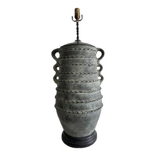 Large Spanish Brutalist Pottery Amfora Table Lamp by Joaquim Almeda Ferrer For Sale