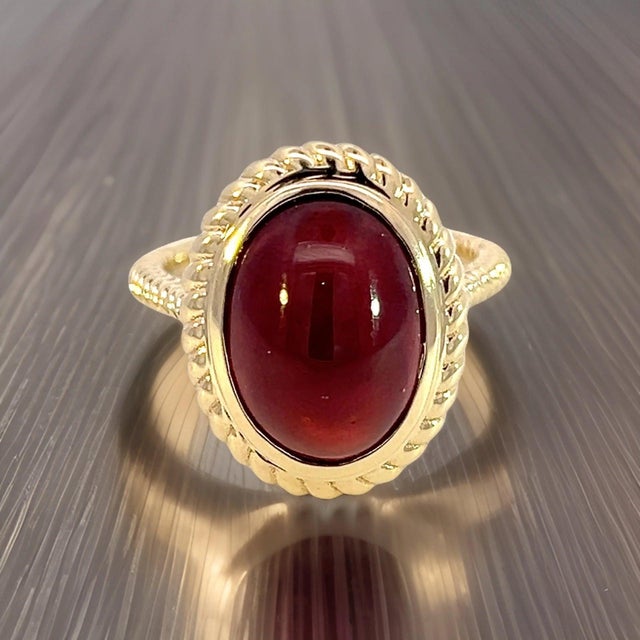 Natural Solitaire Spessartite Garnet Ring 6.5 14k Y Gold 8.08 Cts Certified For Sale - Image 9 of 14