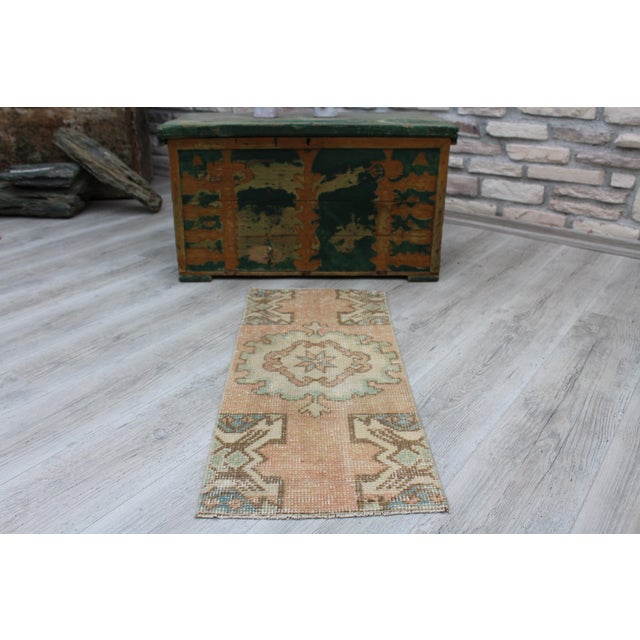 Textile Vintage Turkish Mini Rug - 18.5"x35.5" For Sale - Image 7 of 9