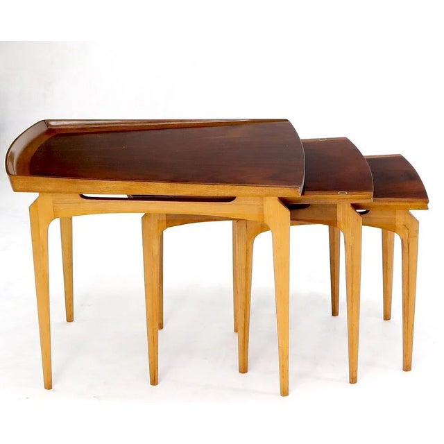 Rare Set of Three Nesting Table in Rosewood & Birch by Erno Fabry For Sale - Image 10 of 13