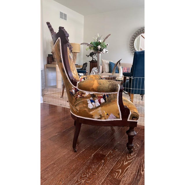 Victorian Renaissance Revival Walnut Library Armchair For Sale - Image 4 of 12