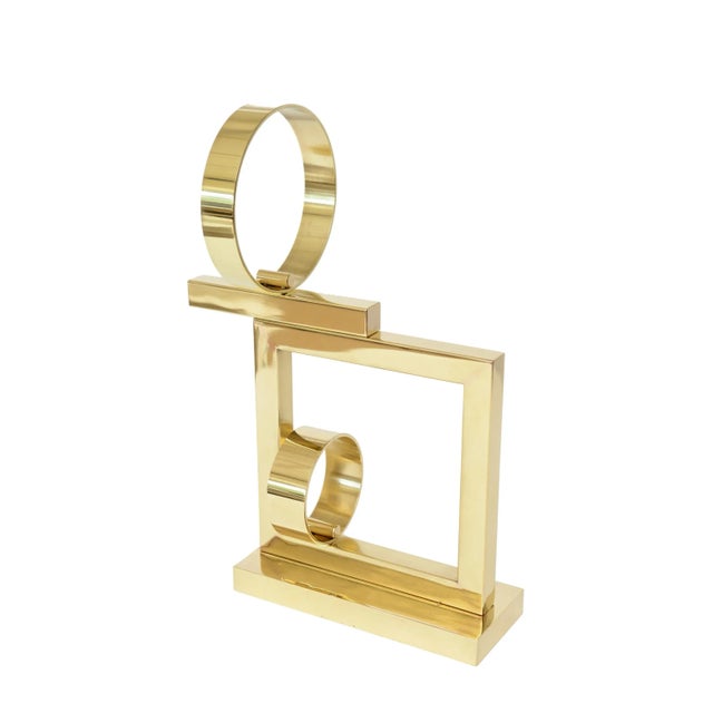 Abstract Vintage Margret Wasserman- Levy Geometric Brass Sculpture, 1970's For Sale - Image 3 of 9