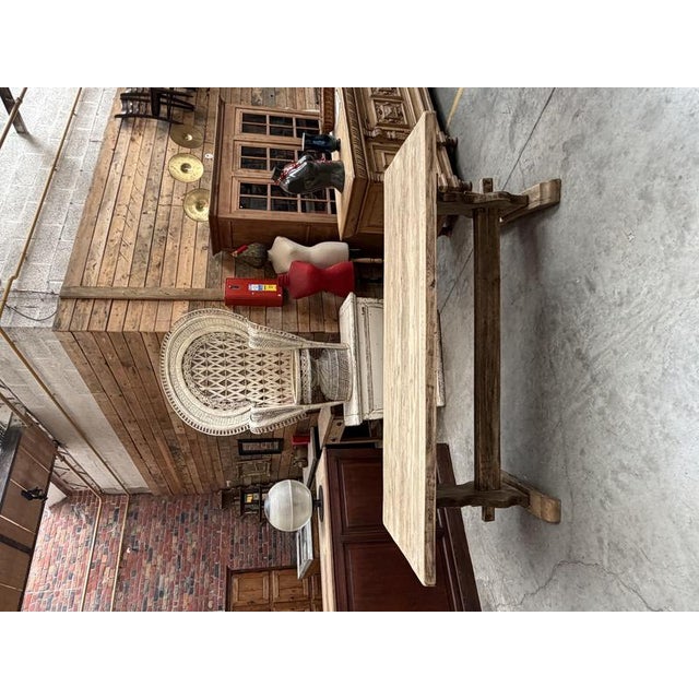 Wood Monastery‑Style Table with Benches, Set of 3 For Sale - Image 7 of 14