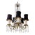 Petite French Louis XV Style Five Arm Crystal Chandelier With Black Lampshades For Sale