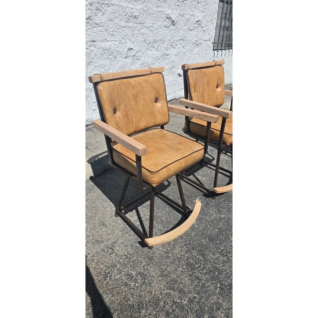 Brown 1970s Set of 3 Mid Century Cleo Baldon Style Swivel Counter Stools For Sale - Image 8 of 11
