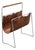 Italian Modernist Leather and Chrome Magazine Rack, 1980s For Sale