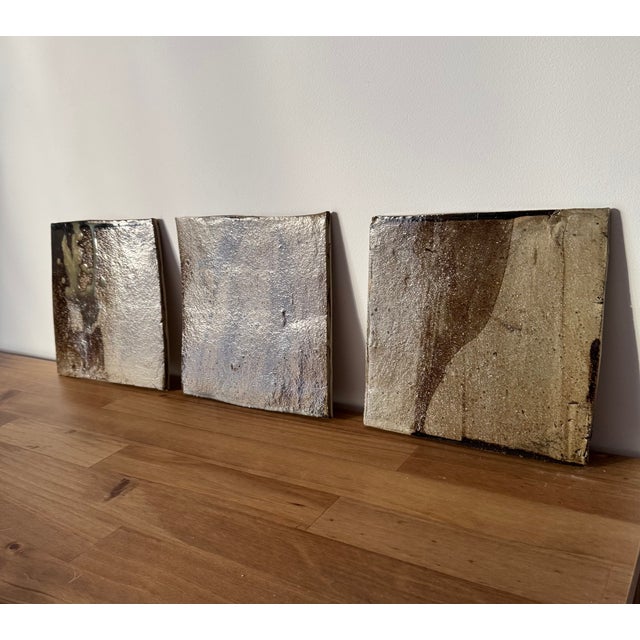 Contemporary Ceramic Wall Art Tile 8x8 Inches – Handmade Abstract Stoneware Wall Hanging – Textured Neutral Ceramic Art for Modern Interior For Sale - Image 3 of 6