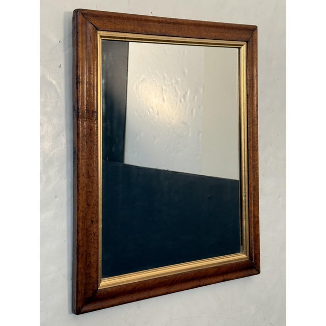 Wood English Rectangular Mirror With Maple and Giltwood Frame (H 18 5/8 X W 15 1/2) For Sale - Image 7 of 9
