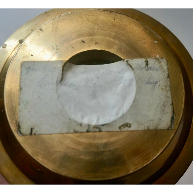 Antique 19th Century Brass Chamberstick Set | Features Rare Ejector Model & Threaded Baluster With Vintage "Japan" Snuffer For Sale - Image 9 of 11