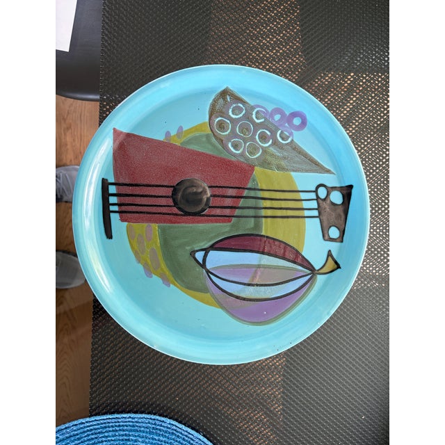 Large Plate with Cubist Decoration by Janou Pitons for the Breton Artistic Earthenware Factory of Porcin, 1950 For Sale - Image 10 of 10