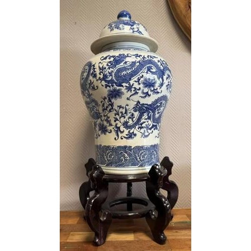 Ceramic Chinese Monumental Covered Porcelain Vase For Sale - Image 7 of 7