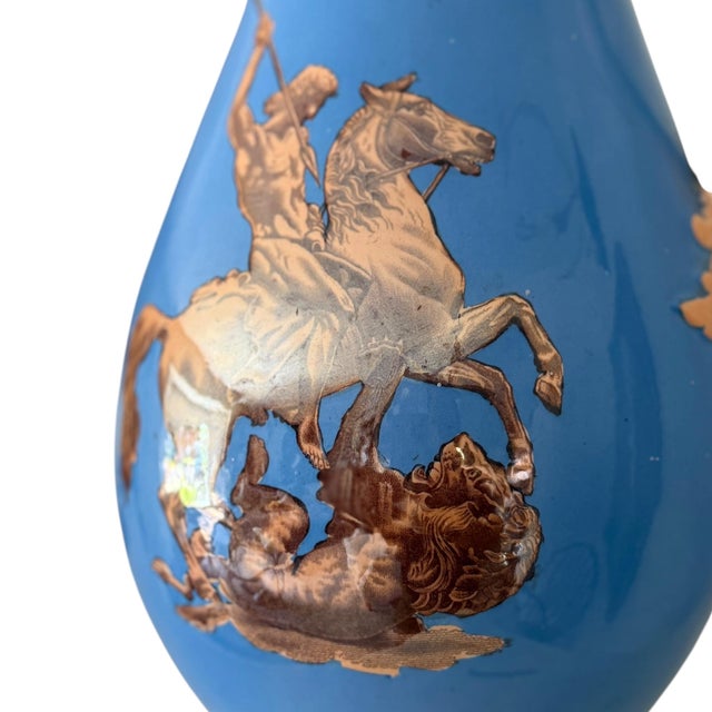 Antique English Blue Lustre Transferware Wash Basin & Ewer by Furnival C. 1840–1860 For Sale - Image 10 of 17