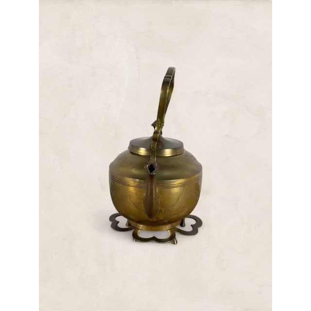 Victorian Antique English Victorian Brass Teapot With Stand For Sale - Image 3 of 7