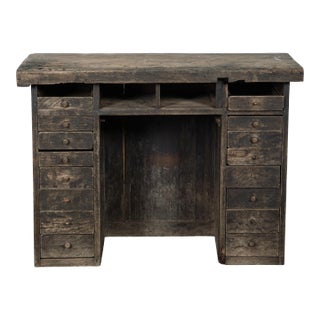 Early 20th Century Vintage Black Wood Desk From France For Sale