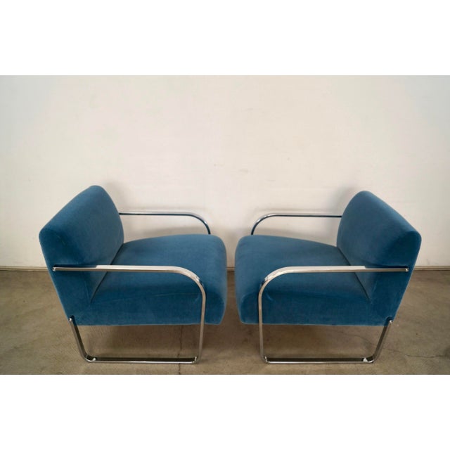 Williams-Sonoma 2000’s Art Deco Style Williams Sonoma Mohair Lounge Chairs - A Pair For Sale - Image 4 of 12