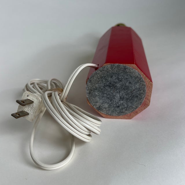 Red Vintage Red Lightolier Wood Pencil Lamp For Sale - Image 8 of 11