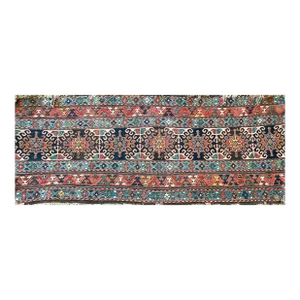 Antique Soumak Caucasian Kilim Rug/Bag, 44" X 16" C-1870 as Is