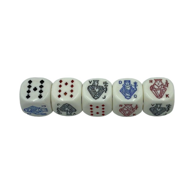 Mid 20th Century Mid 20th Century Asprey London Set 5 Game Poker Dice With Black Leather Case For Sale - Image 5 of 11