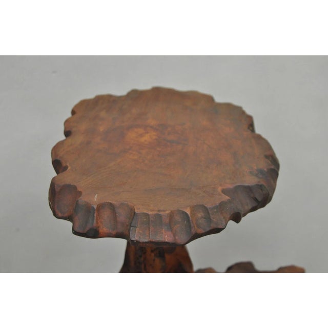 Vintage Mid Century Modern Live Edge 2 Tier Walnut Plant Stand Side Table For Sale - Image 10 of 16