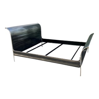 Mid-Century French Industrial Style Steel Sleigh California King Bed For Sale