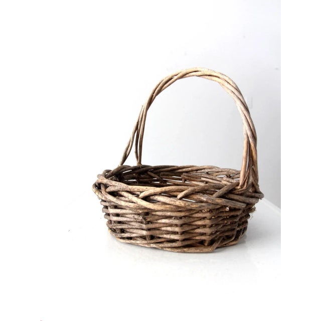 Vintage Rustic Twig Baslet For Sale - Image 6 of 11