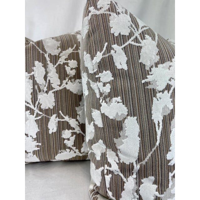 Floral Epingle Velvet in Ivory Pillows- a Pair For Sale - Image 4 of 5