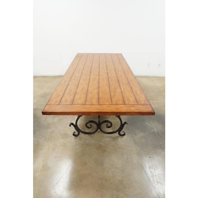Vintage Wood Top Dining Table With Iron Base For Sale - Image 14 of 15