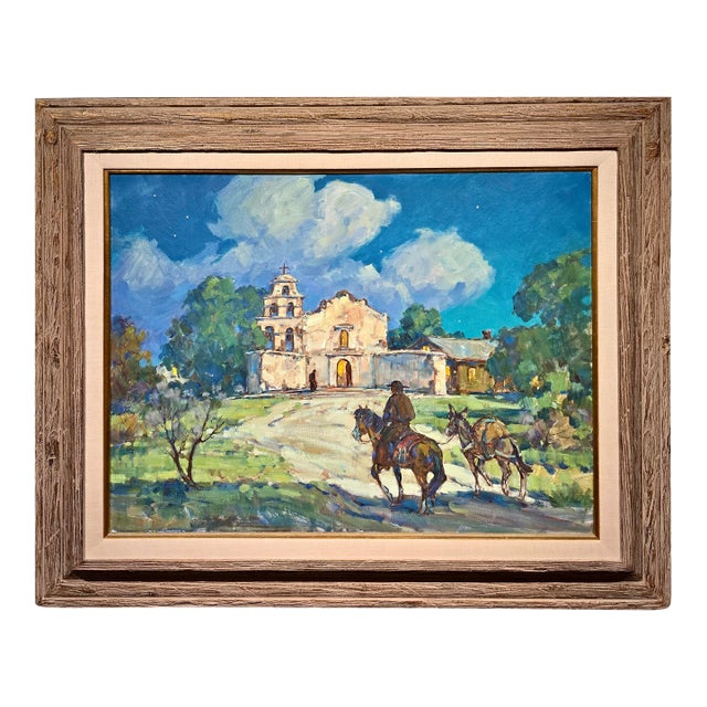 Marjorie Reed –Franciscan Rider Approaching Mission San Diego De Alcalá at Dusk-Oil Painting For Sale