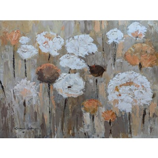 Large Sized Coral Flowers Painting on Canvas For Sale