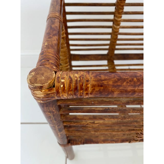 Large Vintage Scorched Burnt Bamboo Plant Stand For Sale - Image 11 of 12