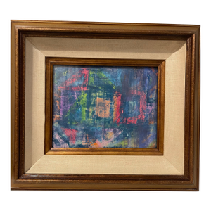 Original Mixed Media Artwork “Rain Holiday,” Oil Pastels and Acrylic Paint on Paper, Framed, Signed.