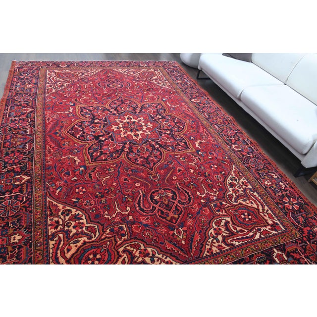 1960s Vintage Persian Handmade Wool Cotton Red Area Rug For Sale - Image 4 of 11