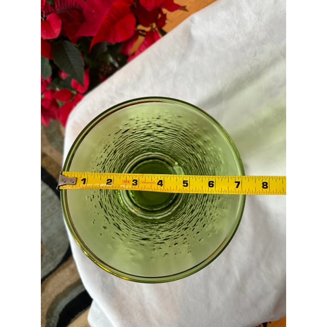 1970s Mid-Century Modern Large Green Ripple Texture Glass Vase | Chairish