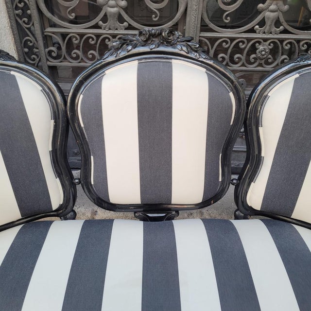 Black Antique Napoleon III Sofa, 1890s For Sale - Image 8 of 18