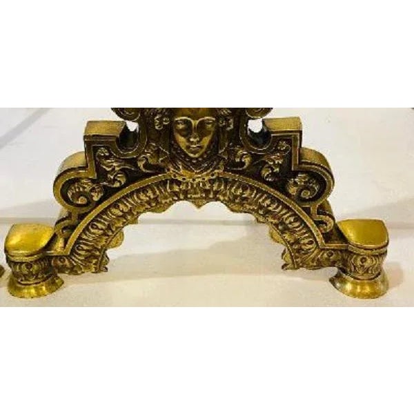 Late 19th Century Antique Brass Andirons For Sale - Image 5 of 10